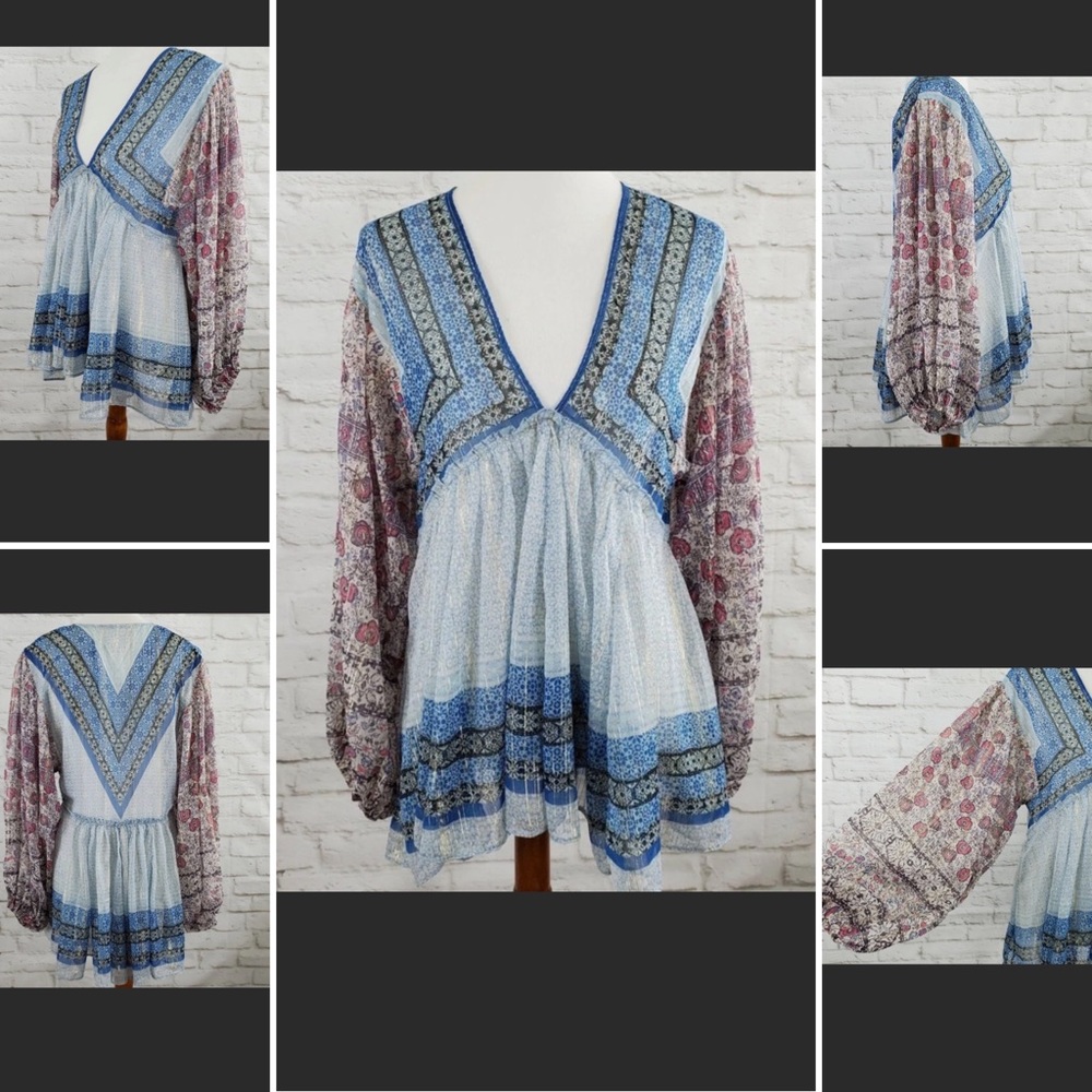 Free People Boho Peasant Top Peasant High Low Top